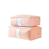 VECELO 布団収納袋 2枚セット（XL*2）大容量 立てられる 持ち手付 透明窓付き 不織布 折りたたみ 活性炭シート入 ボックス 収納