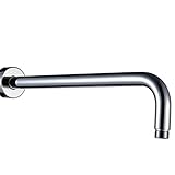 monkeyjack真鍮シャワーアームとフランジfor your固定シャワーヘッドラウンドチューブ16 Inch Long withフランジBrightクローム仕上げ