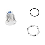SODIAL(R)5A/ 12Vプッシュボタンスイッチ　19 mmニッケルメッキ真鍮ベルプッシュ　シルバー