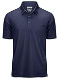 [KEFITEVD] ポロシャツ メンズ 半袖 ポケット付き 速乾ｔシャツ ドライポロシャツ 大きいサイズ 薄手 カットソー ストレッチ ゴルフウエア 夏服 ネイビー XL