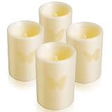 Holiday LED Candles with Flat Edge Dancing Butterfly Flameless Candles Ivory Dripless Wax Pillars LE