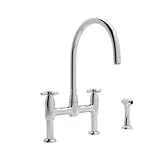 Rohl U.4272X-APC-2 Perrin And Rowe Bridge Kitchen Faucet with Side Spray And Metal C, Polished Chrom