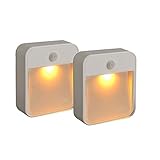 Mr.Beams　眠りに優しい電池式モーションセンサー　どこでも付けられる LEDナイトライト　アンバーカラーライト 2 pack size MB720A-WHT-02 1