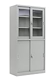 スチールキャビネット スチール キャビネット 書庫 スチール書庫 引き戸 鍵付き 完成品 業務用 グレー f022
