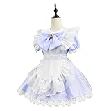 [MEYOIJK] メイド服 コスプレ 萌え コンカフェ メイド 定番 ショート丈 可愛い レース メイドコスチューム 5点セット ロリータ ワンピース レディース メンズ 大きいサイズ 仮装 ハロウィン 女装 人気 学園祭 撮影 (パープル, S)
