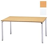 長方形 幅150×奥行90×高さ70cm ミーティングテーブル 会議テーブル 4本脚 シルバー脚 TM435-MZ メープル