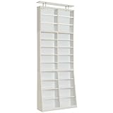 JKプラン Sanchi 1cm単位で棚が調節できる本棚(上置き付き） 文庫本ラック 幅90cm 高さ240cm ホワイト YH-110HSET-WH