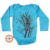 ★☆在庫限り★☆【ベビー】長袖ロンパース「TREE」青(親子おそろい服)★☆10%OFF★☆6-12months (70)