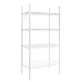 Hapilife メタルラック オープンシェルフ 4段 ポール径15.9mm 幅55×奥行30×高さ108cm 塗装仕上げ ホワイト