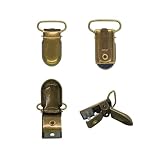 フィッシュクリップ 金具 10個セット 移動ポケット サスペンダー クリップパーツ ハンドメイド 副資材 レザークラフト 布小物 手芸 パーツ (内径20mm, アンティークゴールド)