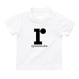 イニシャル Tシャツ / ベビーサイズ [BT343] 80cm ホワイト×ブラックロゴ 出産祝い 誕生日 プレゼント おしゃれな 名入れ ベビー服