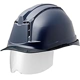 [ミドリ安全] ヘルメット 作業用 PC製 シールド面 通気孔付 SC-19 P CL V S RA3 α (αライナー) ネイビー/スモーク