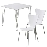 カジュアルモダンダイニング3点セット【-Refinado-レフィナード】（テーブル+チェア2脚）Bセット（テーブル）ホワイト（チェア）ホワイト