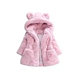 [Kuhvvse] キッズ フリース ボア ジャケット 子供服 女の子 着ぐるみ ウサギ耳 クマ耳 かわいい アウター コートモコモコ 秋 冬 春 90-140(110 ピンク)