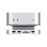 Qwiizlab アルミニウムスタンドハブ SSDエンクロージャ付き Mac mini M4/M4 Pro用ドッキングステーション USB-A 10Gbps TF/SD 4.0カードリーダー 312MB/秒 USB-A 2.0 M.2 NVMe SSD最大8TBに対応 (シルバー)