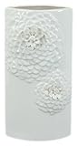 UTC 70813 Small White Ceramic Vase with Embedded Flower Accent [並行輸入品]