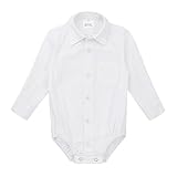 (フィーショー)FEESHOW 幼児男の子 ロングスリーブ フォーマル 紳士 シャツロンパース ジャンプスーツ キッズワイシャツ 柔らかい肌着子供 トップス 結婚式 発表会 ホワイト 3