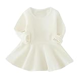 yjydadaベビーガールズキャンディカラー長袖無地プリンセスカジュアル幼児用子供用ドレス 40*45*10mm ホワイト
