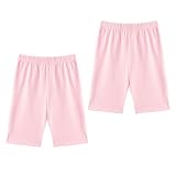 [Mon Ange] キッズ 5分丈 ハーフ丈 パンツ 女の子 男の子 夏服 ストレッチ ズボン ボトムス 伸縮性 裾スリットパンツ (100, ピンク)