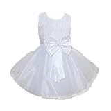 Lovoski 女の子　キュート　花　蝶結び　ベルト付き　プリンセスドレス　ドレス　花嫁介添人　全6色6サイズ - 白, 120