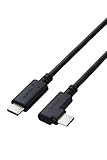 エレコム usb c ケーブル USB2.0 Type C & Type C L字ｺﾈｸﾀ やわらか 60w USB Power Delivery対応 ブラック 2m U2C-CCLY20NBK