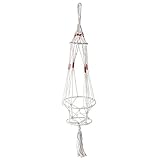 BAIRUN 花卉園芸 植物ホルダー プラントハンガー 吊りスタンド プラントハンギング インテリア飾り用 鉢 ポット マクラメ 麻縄 ヘンプロープ 麻ロープ 麻紐 約95cm 4脚 ホワイト