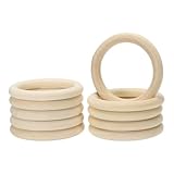 PATIKIL クラフト用80 mm / 3.1インチ木製リング、10個セットのナチュラルウッドリング未塗装マクラメリングサークルクラフトペンダントコネクター編み物宝石製作