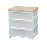 アイリスオーヤマ ウッドトップチェスト 3段(ホワイト/ フレンチオーク) W653P(WFO) 返品種別A