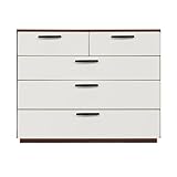 Alpha Takaba Co.,Ltd. カラフルチェストシリーズ リリーブラウン 120cm幅4段 取っ手ブラック