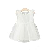 【子供ドレス部屋】シフォンワンピース ホワイト ベビーワンピース プリンセス 結婚式 誕生日 キッズワンピース フォーマルドレス (90cm)