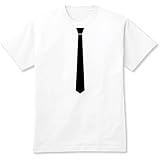 【ネクタイTシャツだまし絵プリント】「白いシャツに黒ネクタイ」WHT Sサイズ