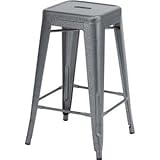 (4脚セット）東谷 クレールハイスツール スチール製 高さ66cm スタッキング可 PC-132BK ブラック（黒） 【×4セット】