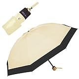 100％完全遮光 99％ではダメなんです! 【Rose Blanc】 日傘 晴雨兼用 UVカット 1級遮光 撥水 ブランド おしゃれ レディース かわいい 母の日 3段折り(傘袋) 50cm コンビ 3cb (ベージュ×ブラック)