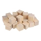 uxcell ウッドブロック 工作用 3.5 cm 未仕上げ 木製キューブ パイン材 スクエアブロック DIYクラフトプロジェクト用 25個