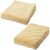 アイリスプラザ(IRIS PLAZA) 毛布+敷パッドセット 毛布 ミルキータッチ スモーキーイエロー 敷きパッド 保温性 シングル スモーキーイエロー