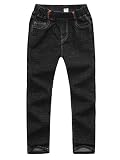 [ジャング] 子供服 男の子 パンツ ジーパン ジーンズ 長ズボン 無地 デニムパンツ ストレッチパンツ ボトムス ゆったり (ブラック,140cm,Height 140)