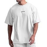 [Anmur] ジムtシャツ ストレッチ 半袖 フィットネス トレーニング 筋トレ スポーツ おしゃれ オーバーサイズ メンズ ストリート ヒップホップ ホワイト2XL