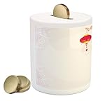 ランタンPiggy Bank by Ambesonne、抽象描いたイメージChinese New Year Old Paper Celebration Lively印刷、色セラミックコイン銀行お金ボッ