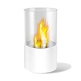 Wolfireラウンドテーブルトップバイオエタノール暖炉ステンレススチールVentless Burner withガラスガード ホワイト