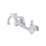 T&S Brass B-0232-BST Double Pantry Faucet, Wall Mount, 8" Centers, 6" Swing Nozzle(059X), Built In S