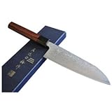 穂岐山刃物 ニッケルダマスカス(和包丁タイプ・紫檀八角柄)三徳 165mm【青一丁箱入】 5508-154159