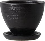 陶器製植木鉢 ネストミドル φ１２０ ブラック（受皿付）