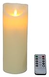 7インチFlameless LEDキャンドル電池式ちらつきReal Candleモーション – withリモートon / off – アイボリー