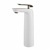 Kraus FVS-1820BN-WH Seda Single Lever Vessel Bathroom Faucet, Brushed Nickel/White by Kraus