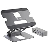 j5create ノートパソコンスタンド & USB-C 8in1 デュアルディスプレイ ドッキングステーション 磁石固定 アルミ合金スタンド 高精度ヒンジ 高さ自由調整 16インチ対応 滑り止め保護 USB-C PD充電100W 4K HDMI x2 有線LAN DisplayPort Alt Mode対応 Windows対応 JTS427-EJ