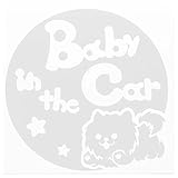 ホワイト（白） 犬 ポメラニアン 男の子 リボン Baby in the car ベビー イン ザ カー ベビーインカー ステッカー 窓ガラス用シールタイ...