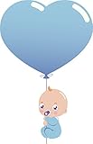 Adorable Cute Baby Boy withブルーハートバルーンビニールデカールステッカー 12" Tall 180432241