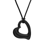 Miller Heart Chew Teething Pendant Espresso by Gumigem- Silicone Teething Jewellery (Black) by Gumig