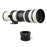 SKRSKR カメラ MF 超望遠ズームレンズ F/8.3-16 420-800mm T2 マウント、M4/3 マウント アダプターリング 1/4 スレッド交換品、 For パナソニック G9 GH5 II GX7 GX8 GX9 GX850 G90 G91 G95 G100 オリンパス E-M1 E-M5 E-M10 I II III E-PM2 E-PM1 Pen-F E-M1X 用