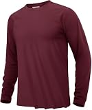 [KEFITEVD] メンズ 長袖tシャツ ドライ ラッシュガード UV対策 トップス ストレッチ 吸水速乾 トレーニングウェア 無地 ジョギング 釣り 夏服 インナー ワインレッド 2XL